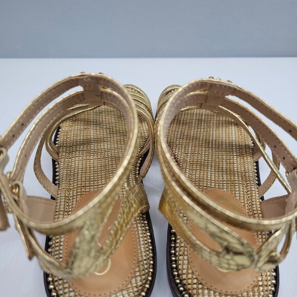 Sam Edelman Tianna Gladiator Sandal Womens 8 Gold Embellished Ankle Strap NEW - Picture 12 of 15
